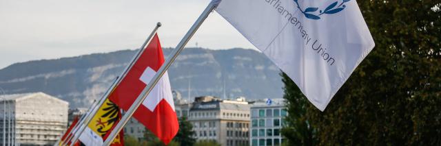 IPU-vlag in Geneve tijdens de 139e sessie