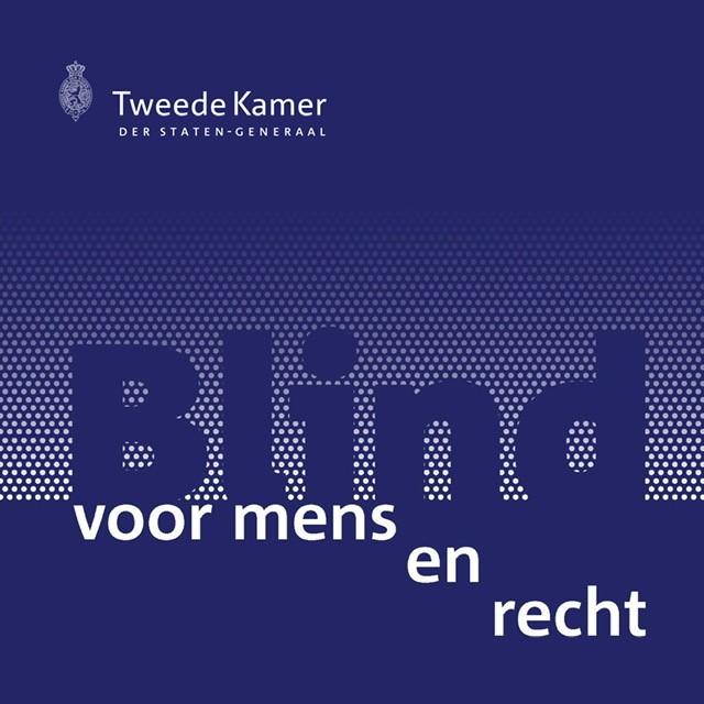 Voorkant van het rapport, donkerblauwe achtergrond met daarop de titel en het wapen van de Tweede Kamer.