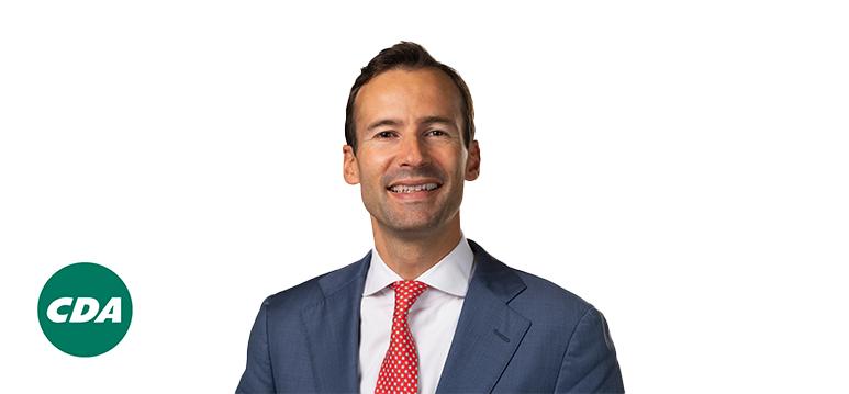 Portretfoto Maes van Lanschot met partijlogo CDA