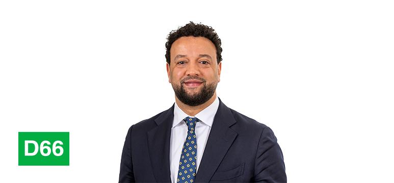 Portretfoto Mahjoub Mathlouti met partijlogo D66