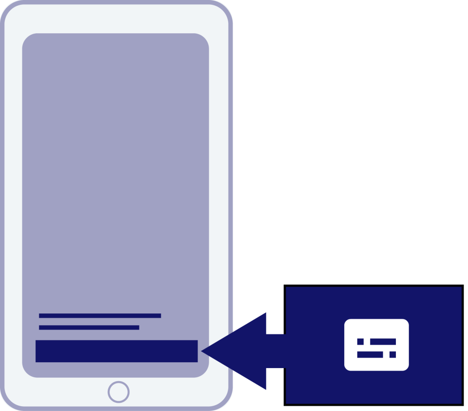 Icoon van een telefoon met het teken voor de ondertitels