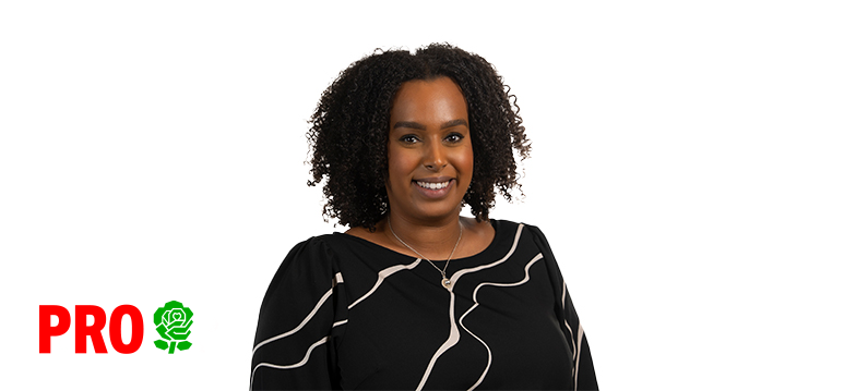 Portretfoto van Tseggai met logo PRO.
