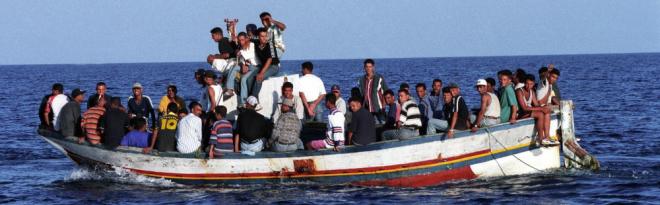 Bootvluchtelingen bij Lampedusa